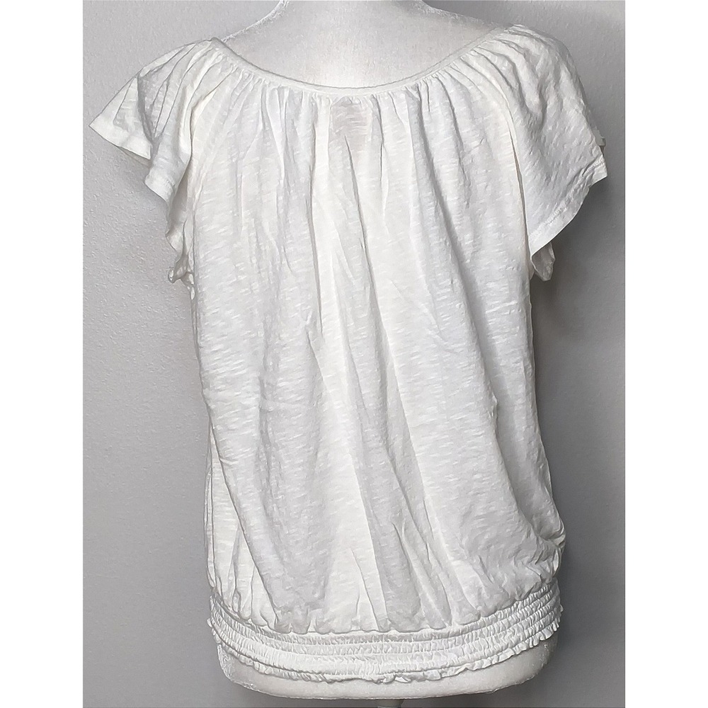 Cottagecore Mossimo Supply Co. Peasant Blouse Women XL White Crochet Tie Neck - Picture 4 of 11